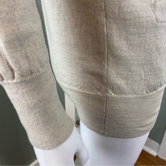 J. Crew Merino Wool Cream/Gray Women's Long Cardigan Sweater Medium M 65370 - Picture 9 of 13